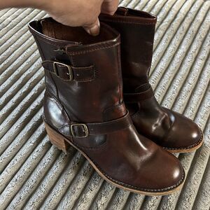 ROCKETDOG Leather Retro Style Ankle Boots With Buckles Brown Women US 9 M